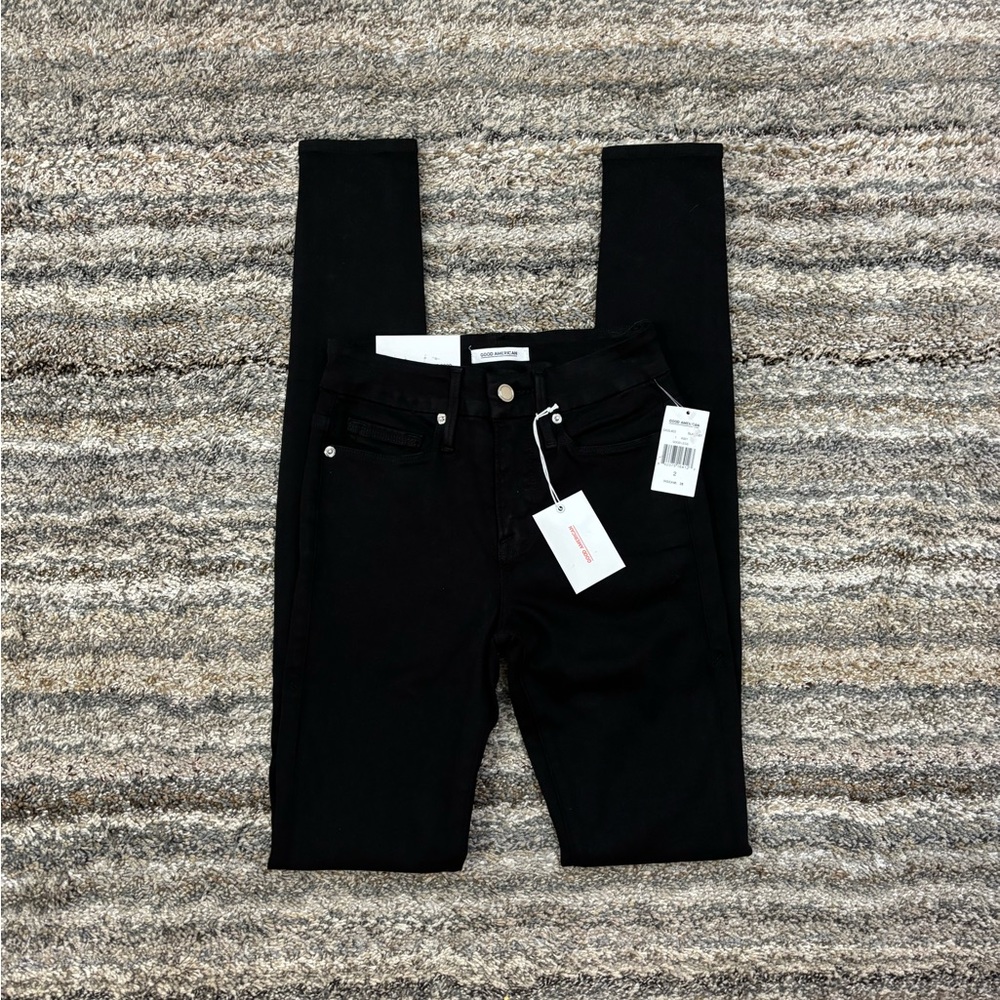 Good American Black High Rise Skinny Jeans Sz 2/26 NWT | Good American Good Legs - Picture 2 of 16
